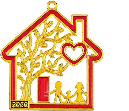 Metallisches Dekoratives Element Häuschen Rot 5.5x6cm M2025/12332