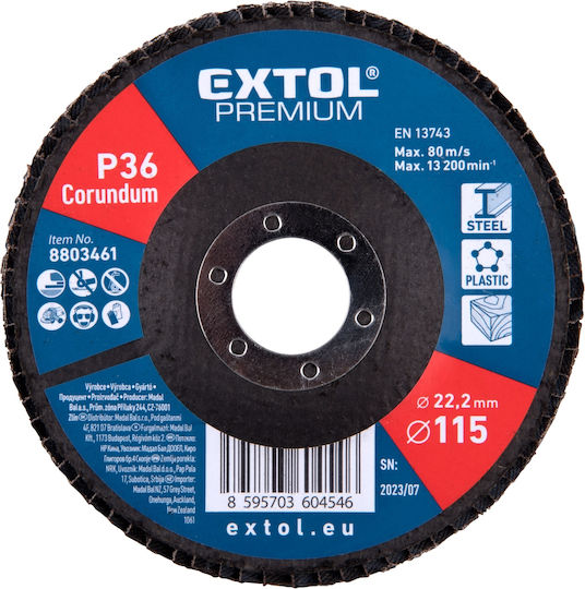 Disc De Șlefuire Corind Extol 115mm 8803461 O115mm P36