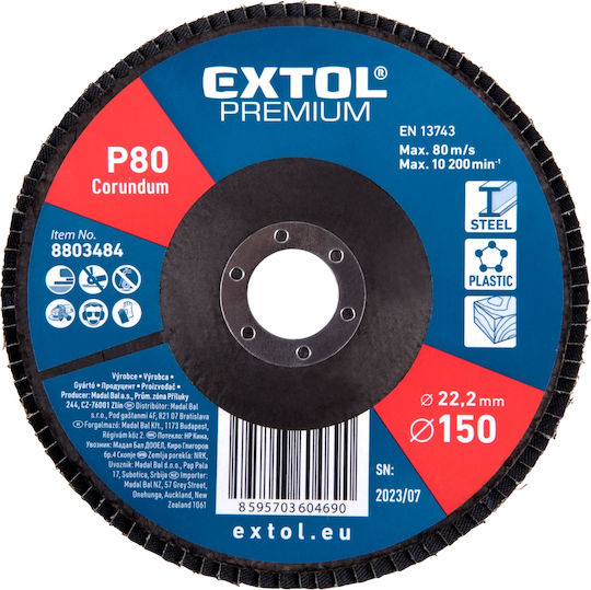 Disc Flap Corundum Extol Premium Ø150mm P80