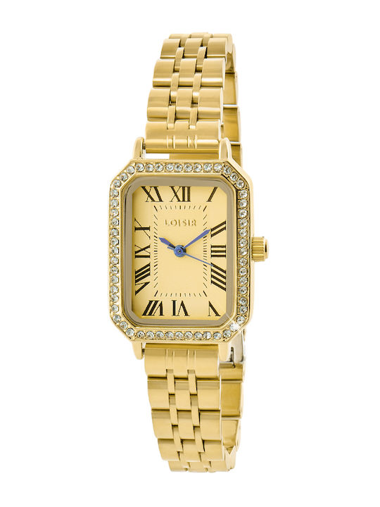 Loisir Mannish Women's Watch with Gold Metal Bracelet