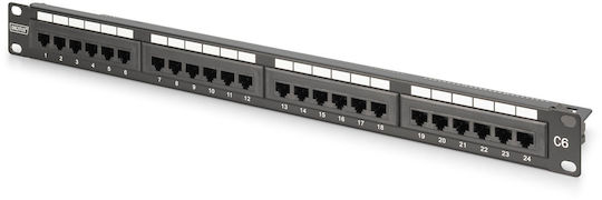 Digitus Unshielded Patch Panel for Rack 1U 19" with 24 cat6 Ports Black