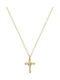 Papoulidis Jewellery Γυναικείος Σταυρός από Επιχρυσωμένο Ασήμι με Αλυσίδα