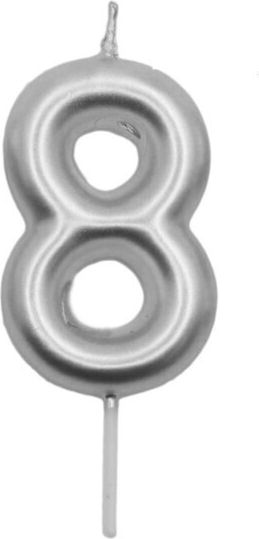 Candle Birthday Candle Number "8" in Silver Color 5391