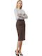 Pencil Midi Skirt Chocolate Brown