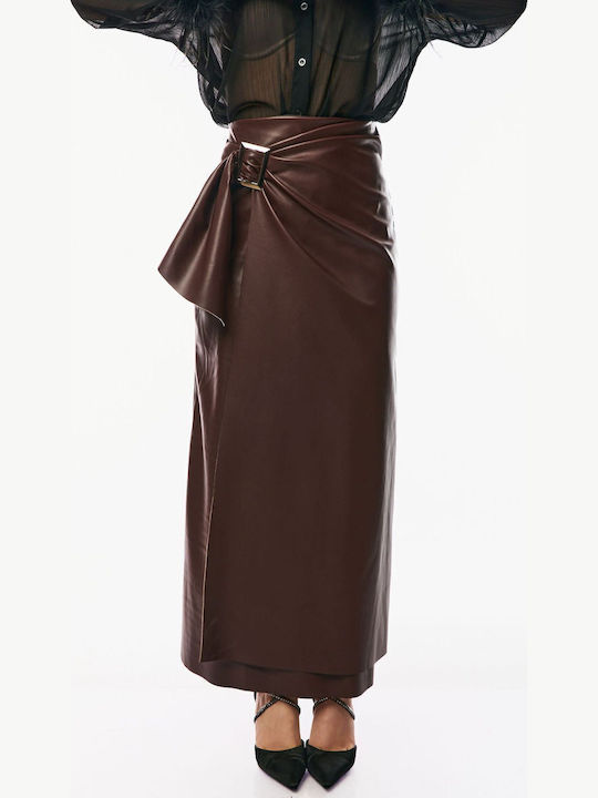 Leder Maxi Rock Brown