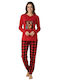 Lovelx Homewear Χειμερινό Γυναικείο Σετ Πιτζάμας Κόκκινο