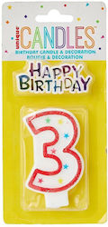 Birthday Candle Unique Party 9373130 1-61 Number 3 Inscription