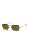 Ray Ban Unisex Sunglasses with Gold Metal Frame and Green Lens