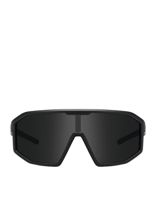 Cortina Unisex Sunglasses With Black Horn-Rimmed Frame And Black Polarized Lens SS-1221