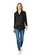 Women's Satin Long Sleeve Shirt Black