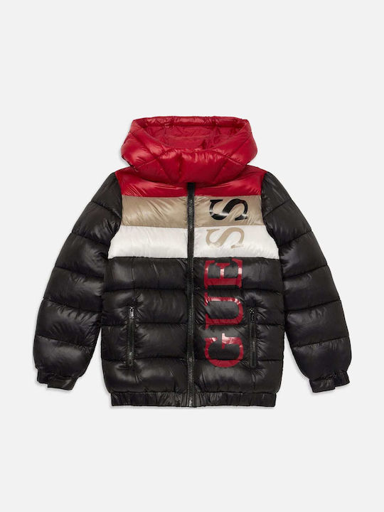 Guess Kids' Quilted Jacket with Hood Black