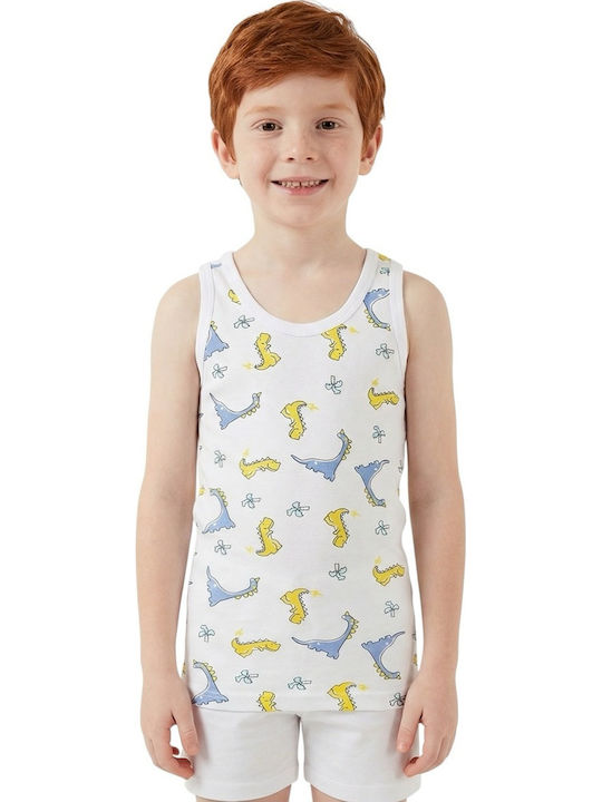 Defne Baby The Wild Dinos Set of Kids' Undershirts Sleeveless White