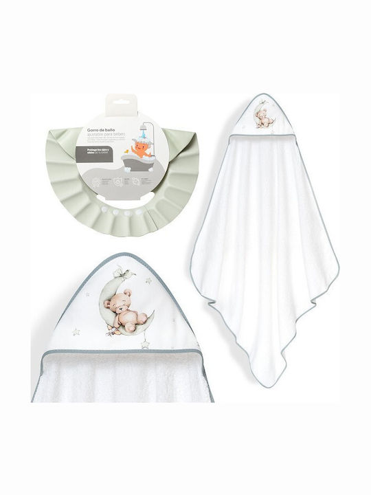 Interbaby Baby Hooded Towel with Hood Bear Whit...
