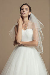 Ivory Bridal Veil Thin Tulle Swarovski Crystals Double Layered