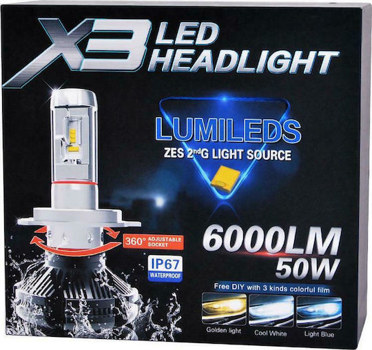 Autoline Λάμπες Αυτοκινήτου H7 LED 6000K Ψυχρό Λευκό 9-32V 50W 2τμχ