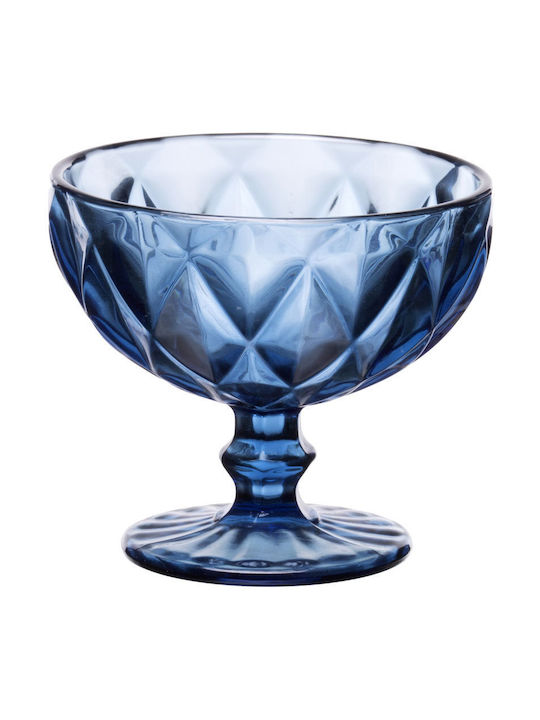 Cryspo Trio Kare Ice Cream Serving Bowl Round Glass Blue with Diameter 12cm