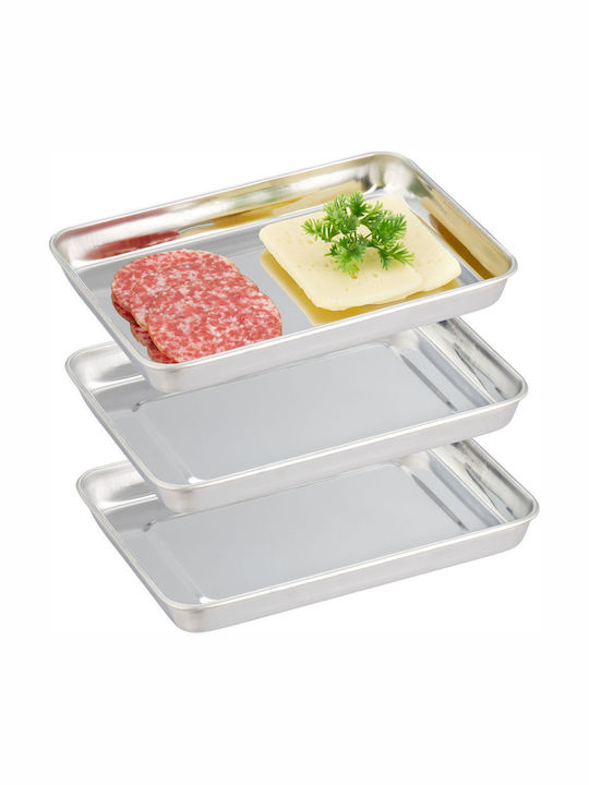 Relaxdays Inoxidabil Dreptunghiular Tavă de Servire în Culoare Gri 21.5x21.5x15cm 10047121 1buc