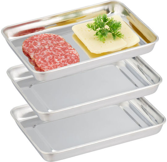 Relaxdays Неръждаем Поднос за сервиране в Сив Цвят 21.5x21.5x15см 10047121 1бр