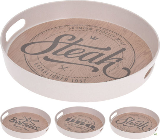 Excellent Houseware Plastic Dreptunghiular Tavă de Servire cu Mânere în Culoare Alb 30cm 1buc
