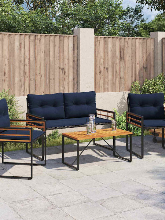 Garten- und Outdoor-Möbelsets 4 Stück Navyblau mit Kissen