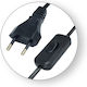Commel Захранващ Кабел с Двуполюсен Щепсел и Ключ 2x0.75mm 2м Черен 0113
