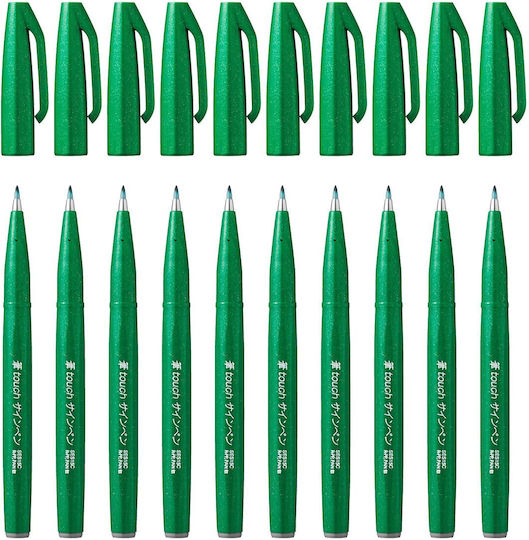 Pentel Brush Sign Pen Marker 1mm Grün