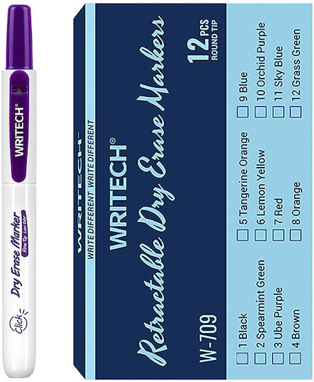 Writech Μαρκαδόροι Πίνακα Μωβ 2mm Σετ 12τμχ