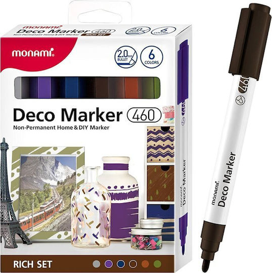 Monami Акрилни декоративни маркери Deco Marker B 460 6 цвята Rich Monami