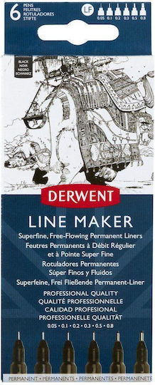 Derwent Маркери за Рисуване Черни 6бр