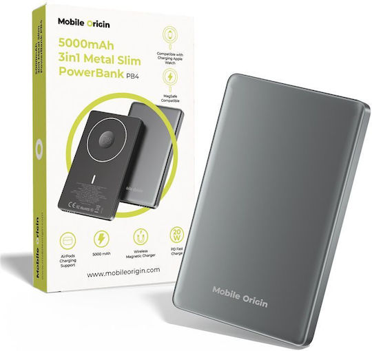 Mobile Origin PB4 Power Bank 5000mAh Gray