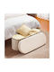 Stool For Living Room Bed Collapsible With Storage Space Upholstered with Fabric Beige