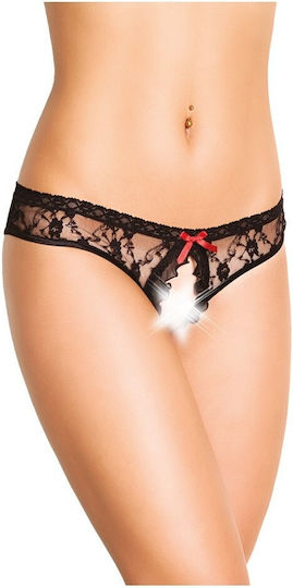 Panties Softline Panties 2418 Lace Elastic Tulle Cutout Elastic Black Size M-l