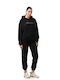 Long Women's Sweatshirt Hooded Black