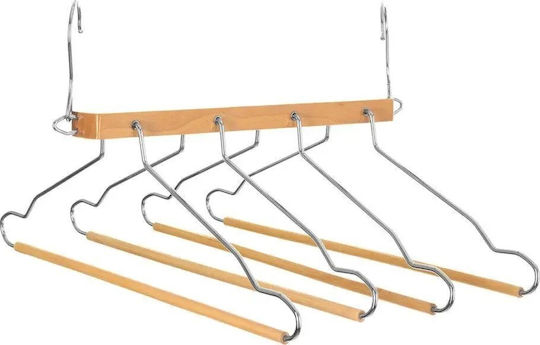 5Five Umeraș pentru Dulap Pliabile pentru pantaloni Lemn Bej 4buc