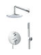 Cora Built-in Mixer, Diverter, Hand Shower & Supply Set for Shower 2 Exits Silver