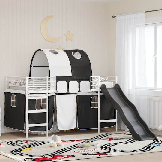 Kinderbett Hochbett Einzel Weiß für Matratze 100x201cm