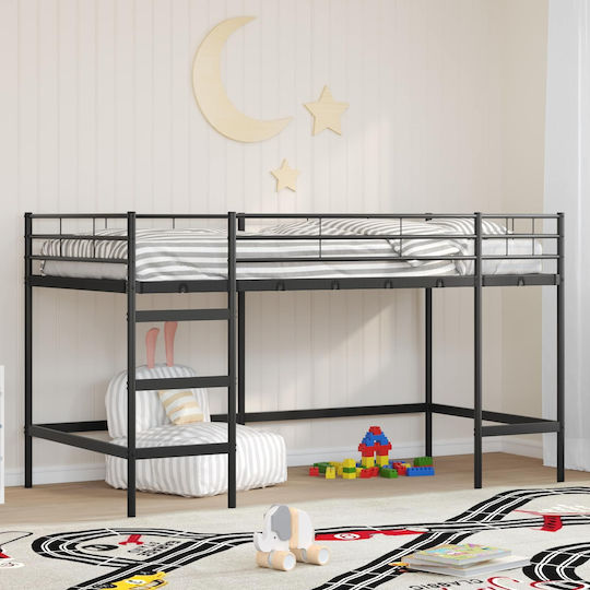 Pat Pentru Copii Single Negru Pentru Saltea 100x201cm