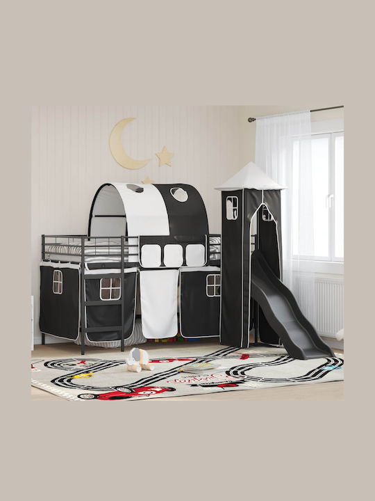 Kinderbett Einzel Schwarz für Matratze 80x201cm
