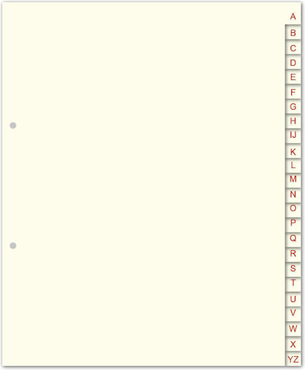 Typotrust Paper Divider for Documents with Holes (Α-Z)