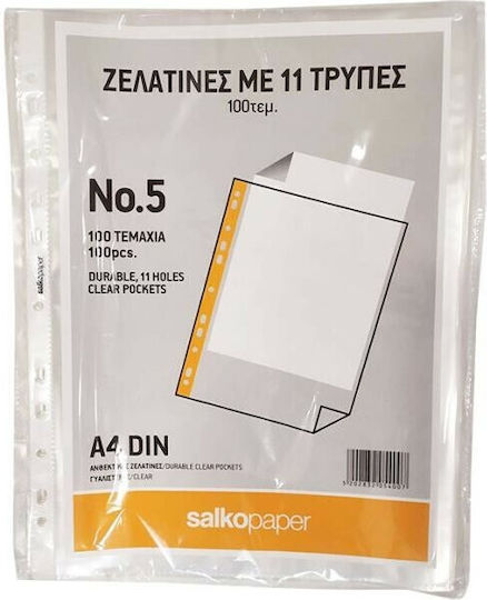 Durable Πλαστικές Ζελατίνες για Έγγραφα Τύπου "Π" A4 με Τρύπες και Ενίσχυση 100τμχ No5