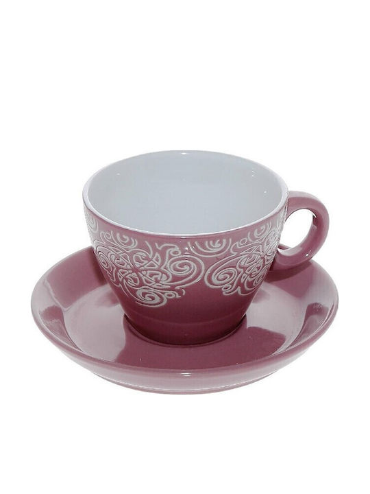 Espiel Vienna Σετ Φλιτζάνια Cappuccino από Πορσελάνη Ροζ 280ml 6τμχ
