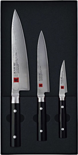 Kasumi Set Cuțite Damascus din Oțel Damasc 3 Bucăți