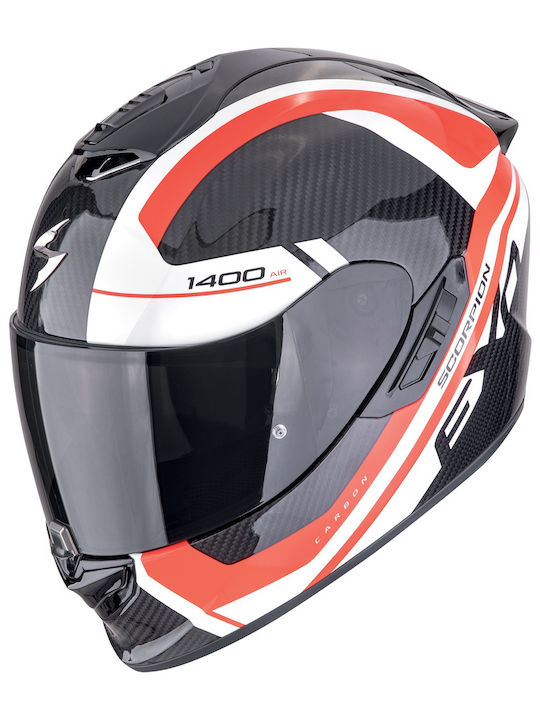 Scorpion Exo 1400 Evo II Scorpion Carbon Air Enko Black Red White Motorcycle Helmet Full Face ECE 22.06 with Sun Visor