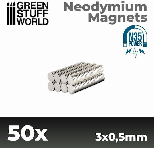 Green Stuff World Магнит Неодим Кръгъл със сила на привличане 0.04кг N35 3x3мм. 1бр