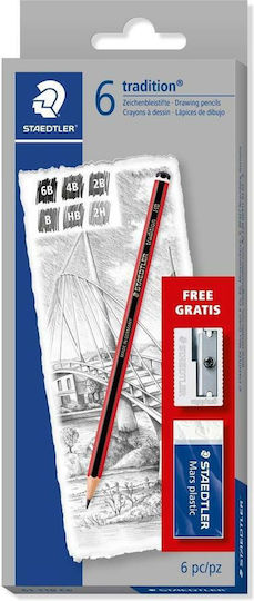 Staedtler Tradition Pencil Set with Scraper and Eraser Red 8pcs