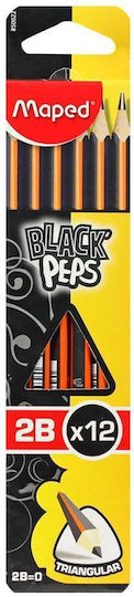 Maped Black Peps Set de 12 Creioane 2B Portocaliu
