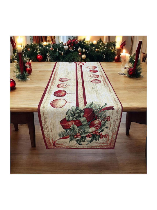 Linea Home Noel Cire Σετ Χριστουγεννιάτικα Τραπεζομάντηλα Υφασμάτινα Ράνερ Κόκκινα 35x100εκ. 5τμχ