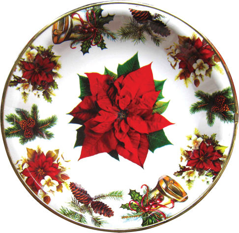 AGC Christmas Tray Plastic Redς D34cm.