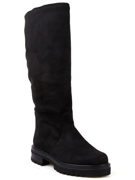 Silia D Suede Riding Boots Black