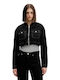 Women's Crop Jean Jacket for Spring or Autumn Black
